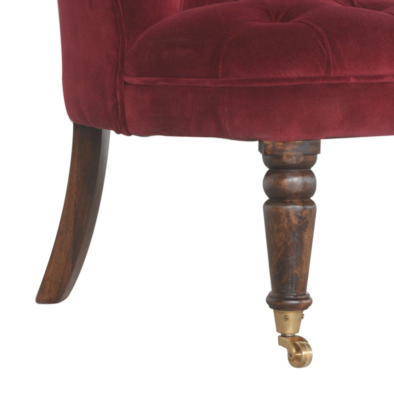 Velvet Accent Chair - Ruby Red