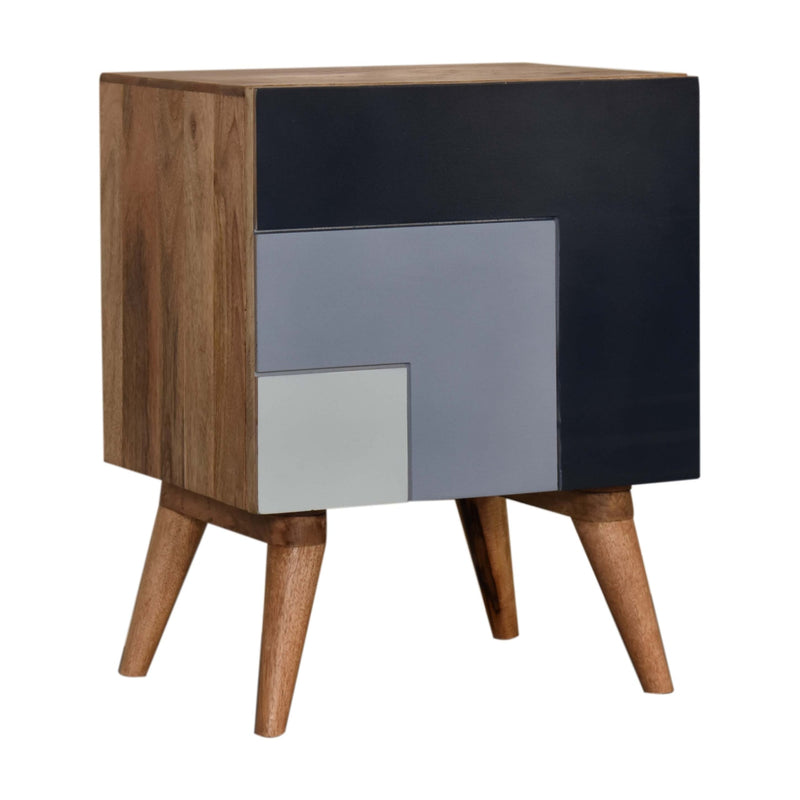 Tonal Coloured Geometric Cabinet or Bedside Table