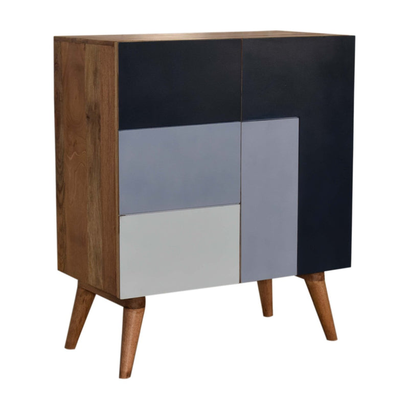 Tonal Coloured Geometric Cabinet or Bedside Table