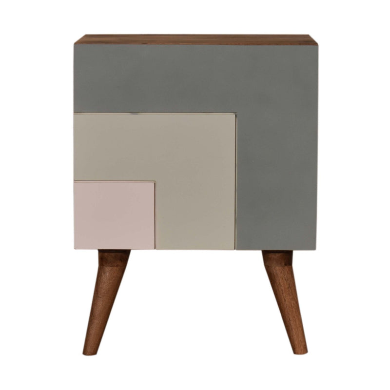 Tonal Coloured Geometric Cabinet or Bedside Table