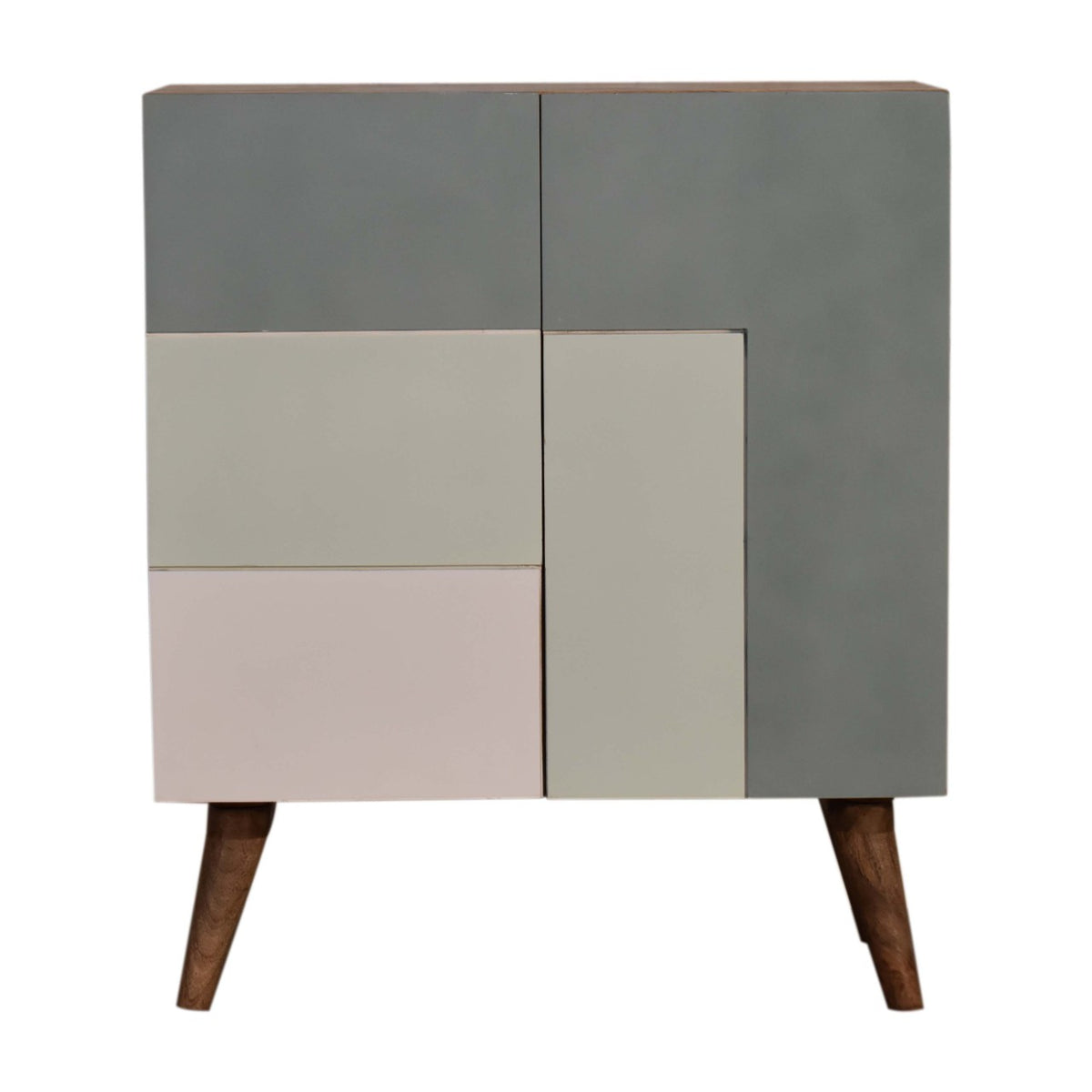 Tonal Coloured Geometric Cabinet or Bedside Table