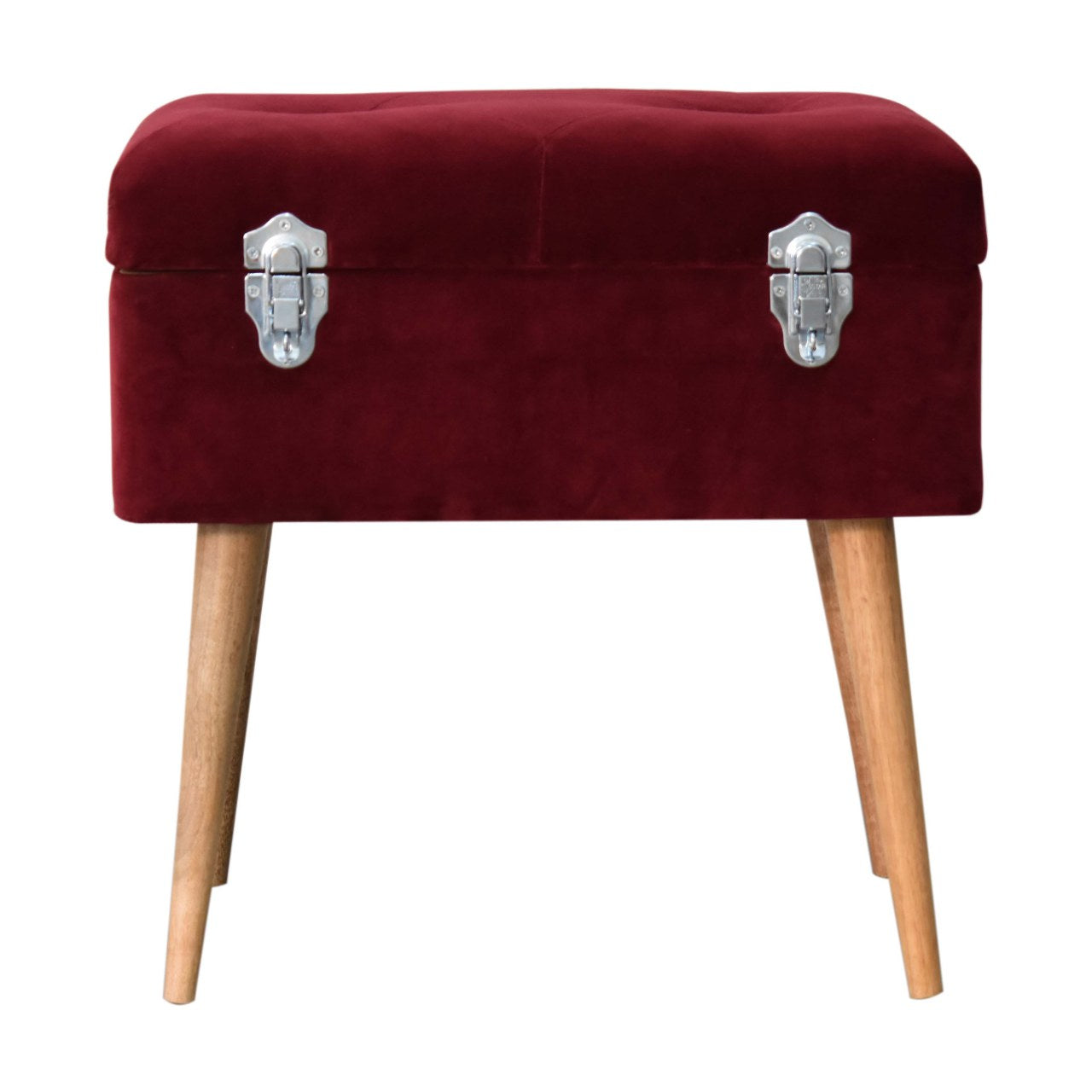 Ruby Red Velvet Storage Bench