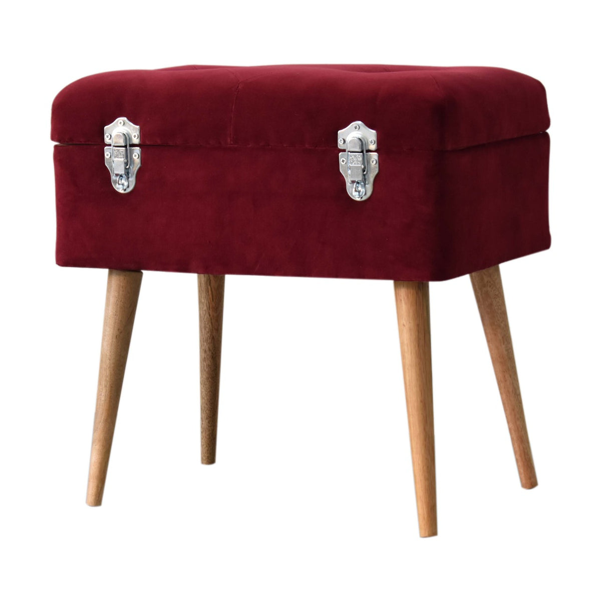 Ruby Red Velvet Storage Bench