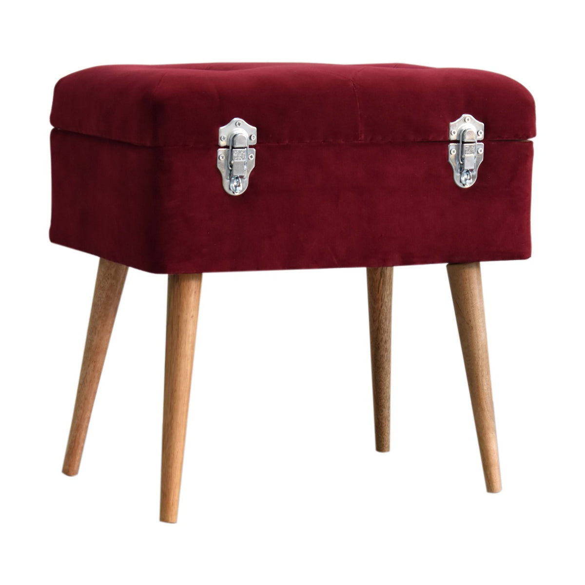 Ruby Red Velvet Storage Bench