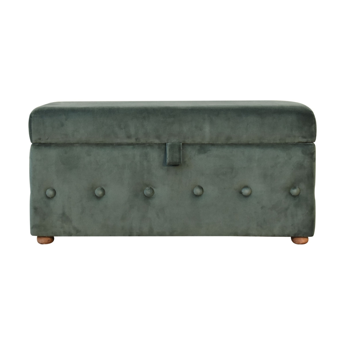 Forest Green Velvet Lid-up Ottoman
