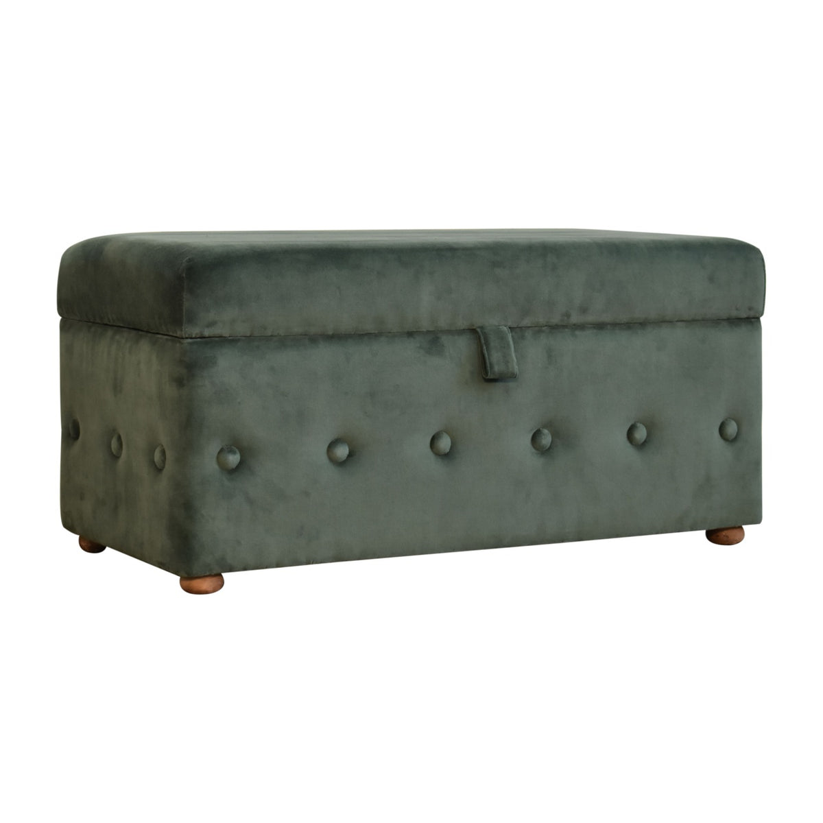 Forest Green Velvet Lid-up Ottoman