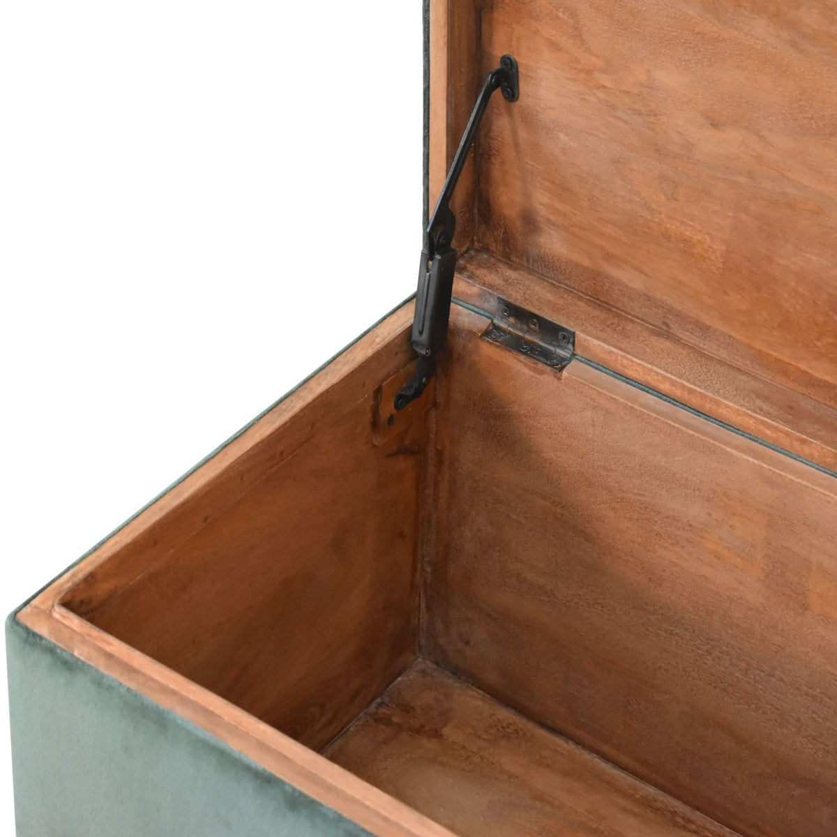 Forest Green Velvet Lid-up Ottoman