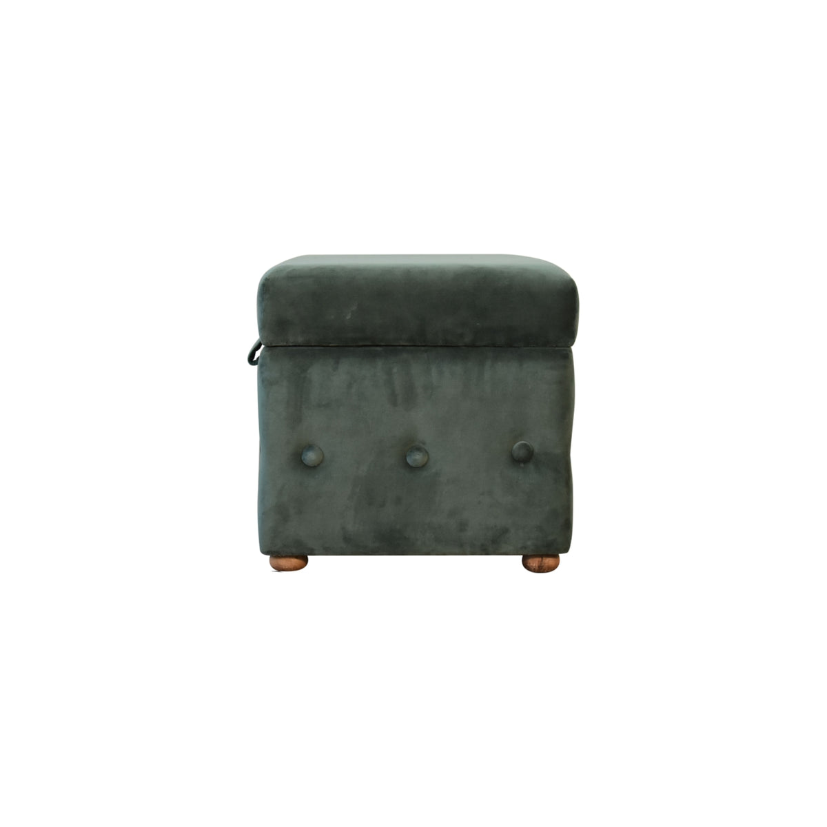 Forest Green Velvet Lid-up Ottoman