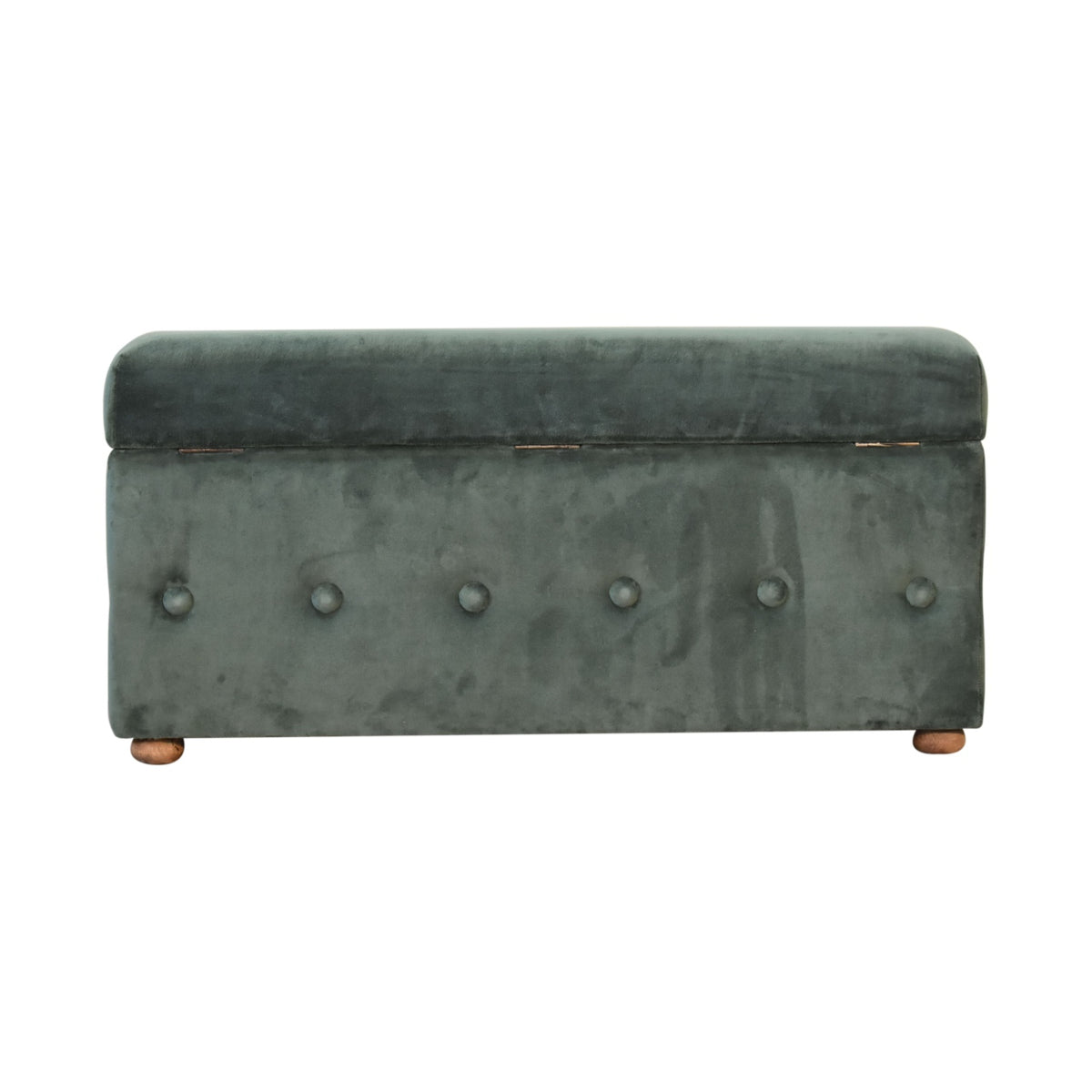 Forest Green Velvet Lid-up Ottoman
