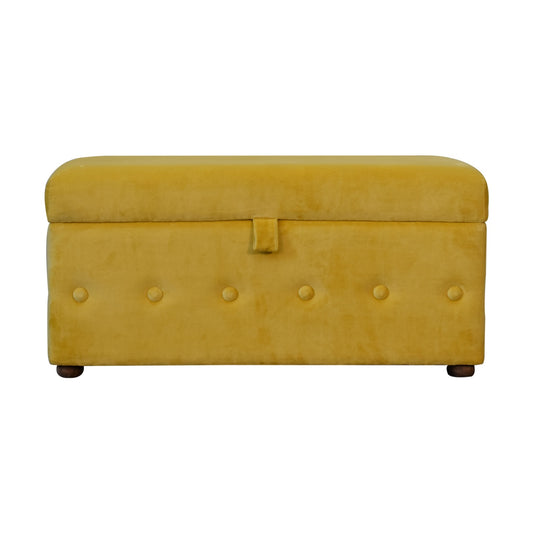 Golden Yellow Velvet Lid-up Ottoman