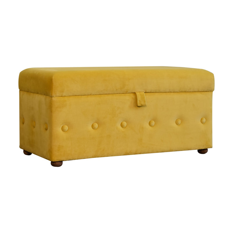 Golden Yellow Velvet Lid-up Ottoman