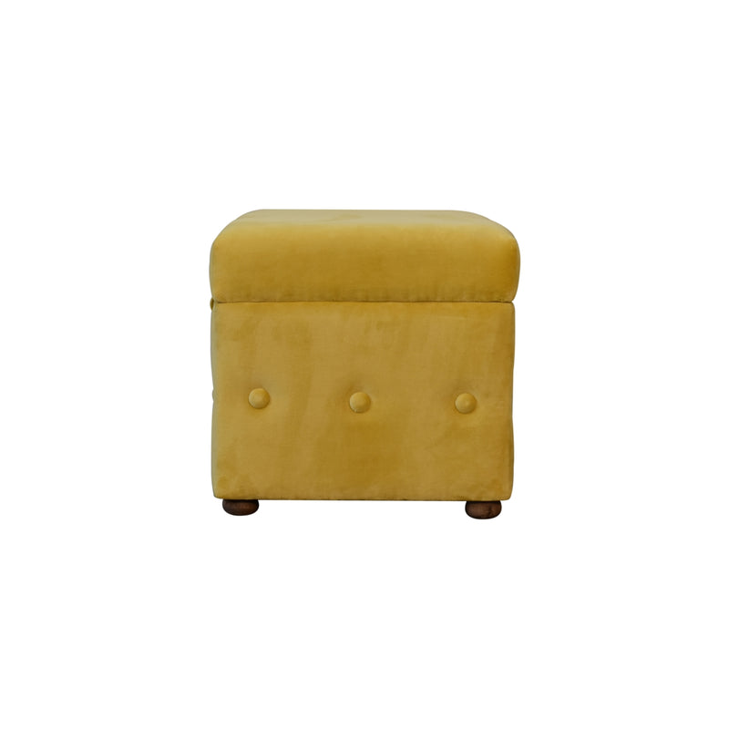 Golden Yellow Velvet Lid-up Ottoman