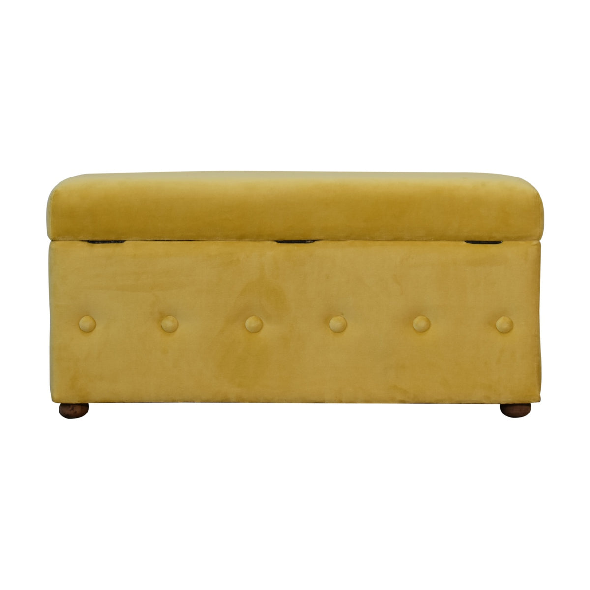 Golden Yellow Velvet Lid-up Ottoman