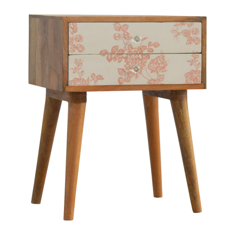 Floral Screen Printed Bedside Table - Pick Your Favourite Colour