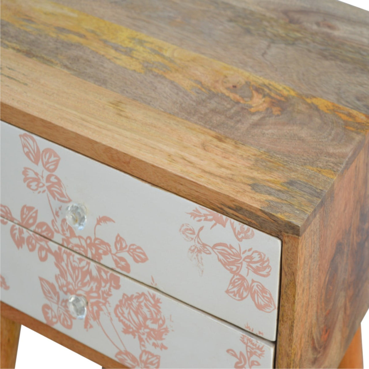 Floral Screen Printed Bedside Table - Pick Your Favourite Colour