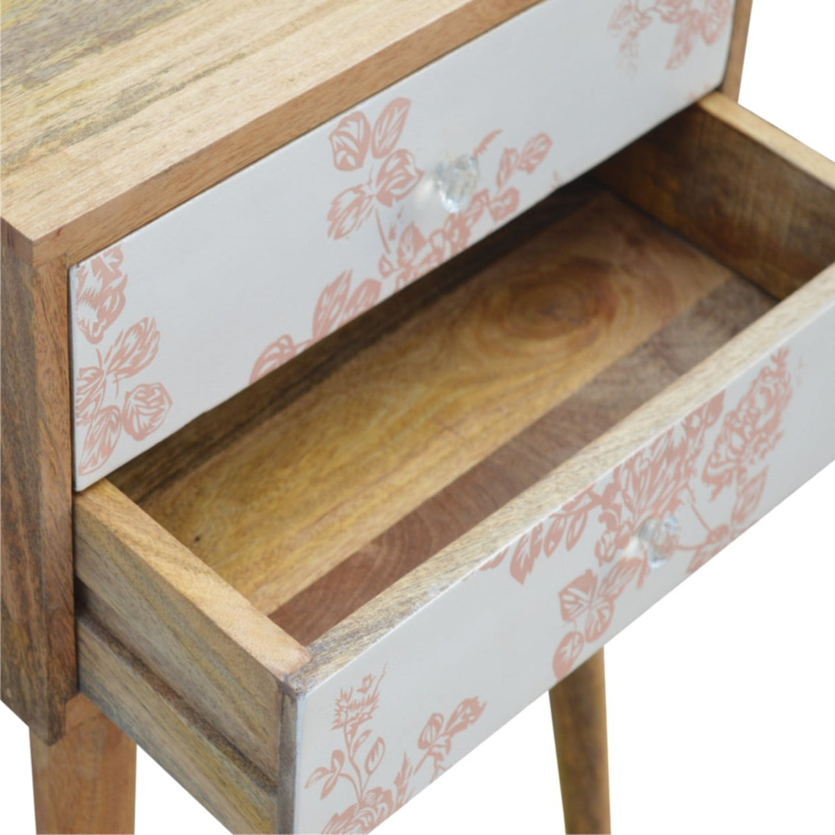 Floral Screen Printed Bedside Table - Pick Your Favourite Colour