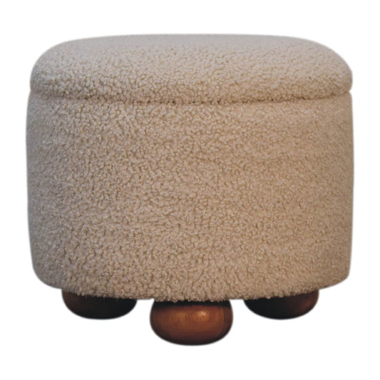 Slam Dunk Footstool – Cream Bouclé