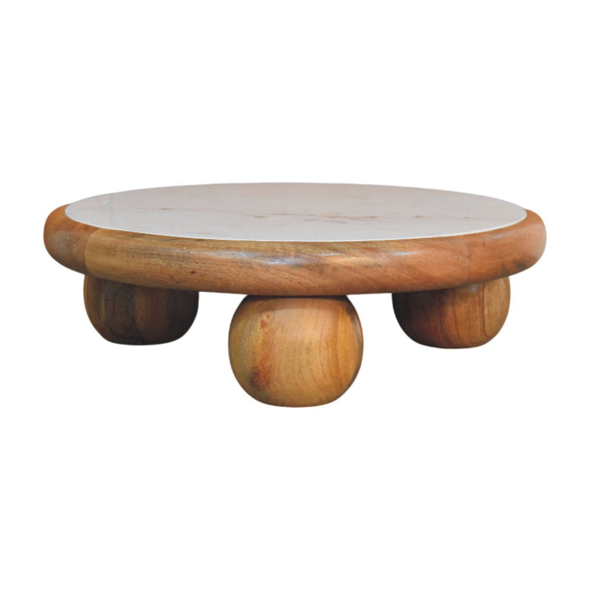 Full Moon Coffee Table - solid wood and marble
