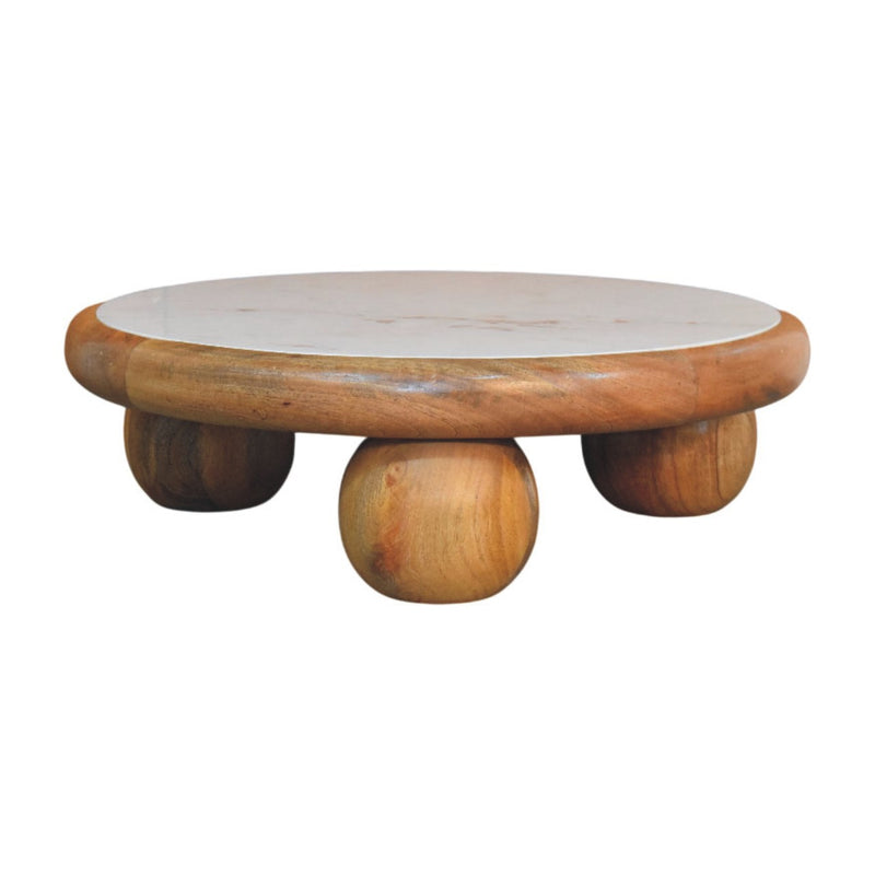 Full Moon Coffee Table - solid wood and marble