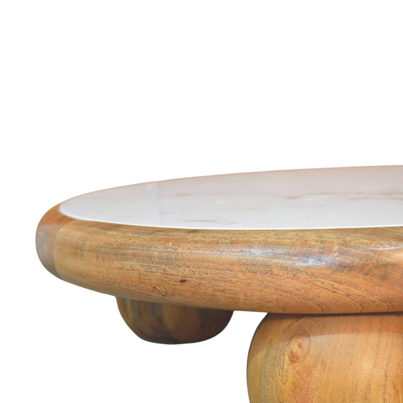Full Moon Coffee Table - solid wood and marble