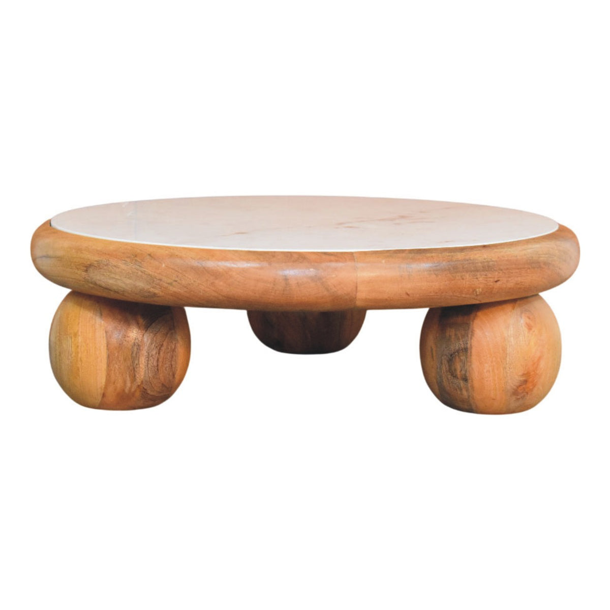 Full Moon Coffee Table - solid wood and marble
