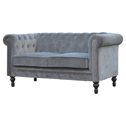 The Iconic Velvet Chesterfield Sofa - Silver Grey