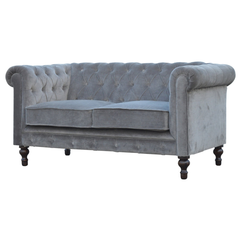 The Iconic Velvet Chesterfield Sofa - Silver Grey
