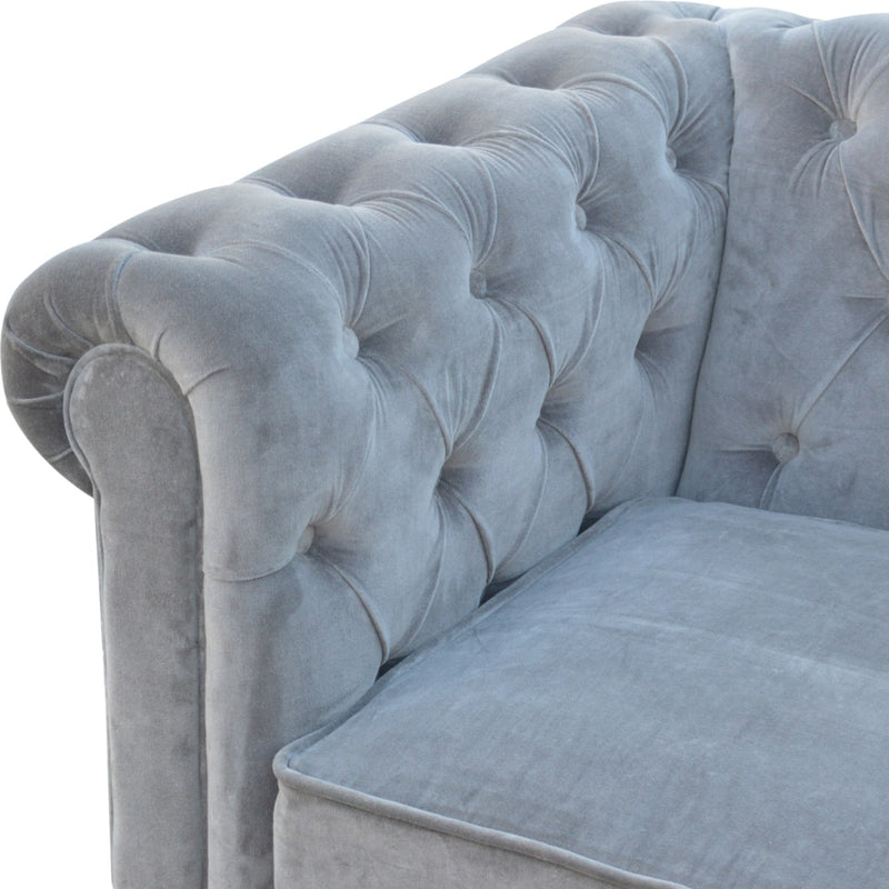 The Iconic Velvet Chesterfield Sofa - Silver Grey