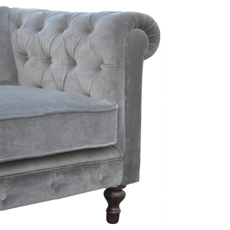The Iconic Velvet Chesterfield Sofa - Silver Grey