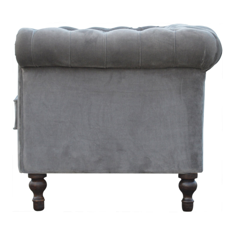 The Iconic Velvet Chesterfield Sofa - Silver Grey