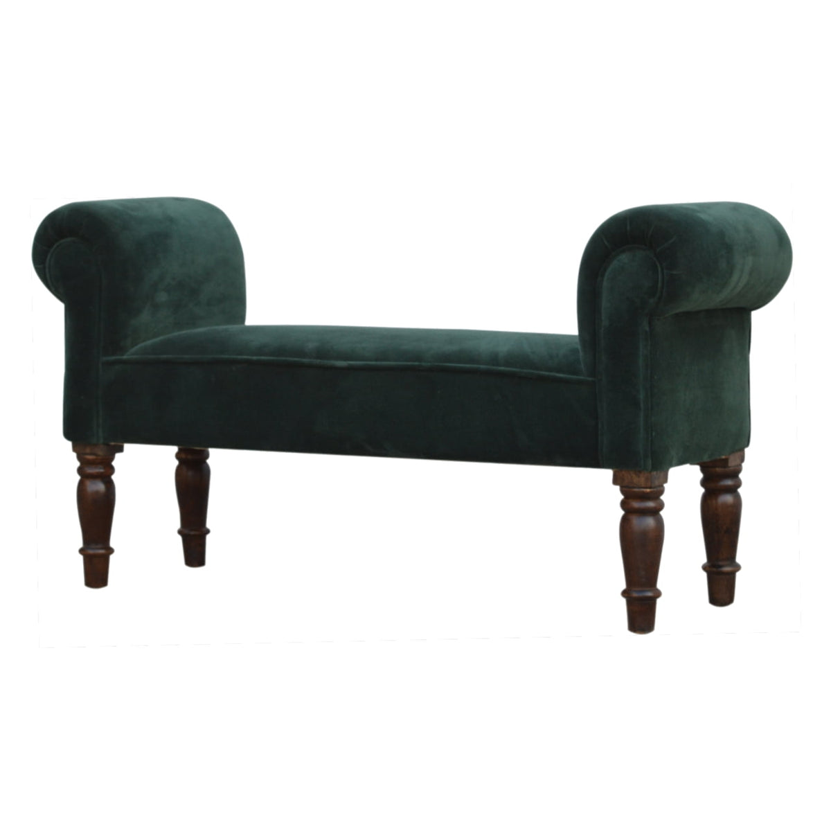 You and Me Velvet Embrace Bench – Forest Green