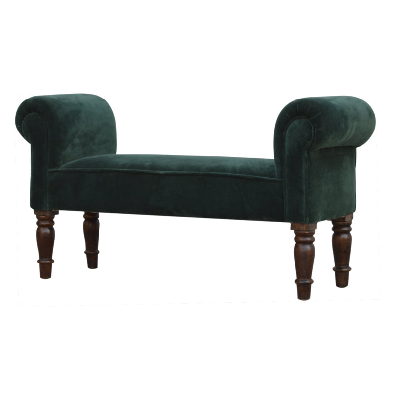 You and Me Velvet Embrace Bench – Forest Green