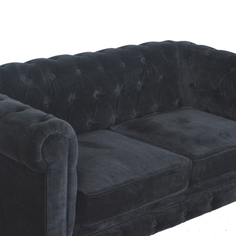 The Iconic Velvet Chesterfield - Jet Black