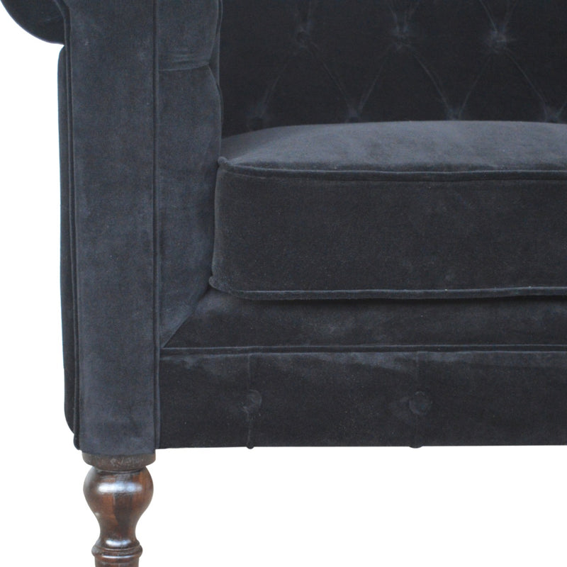 The Iconic Velvet Chesterfield - Jet Black