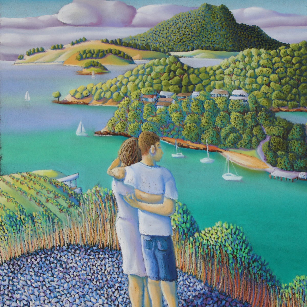 Love at Te Whau Original Pastel