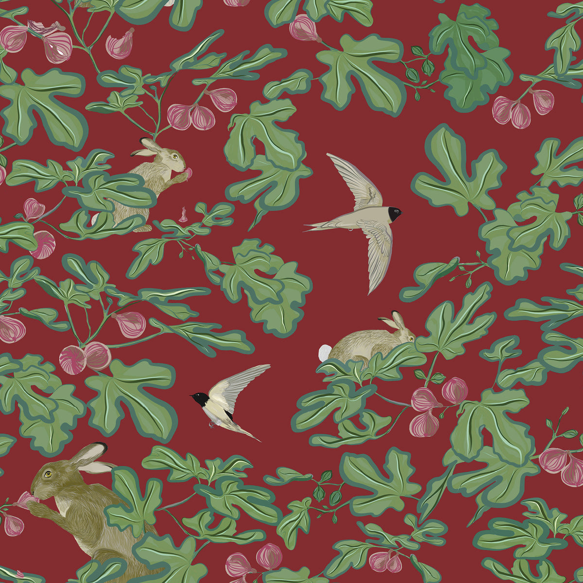 Woodland Wonder - Summer Red Wallpaper
