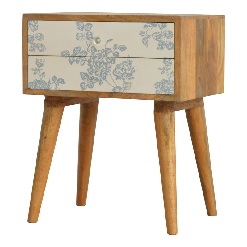 Floral Screen Printed Bedside Table - Pick Your Favourite Colour