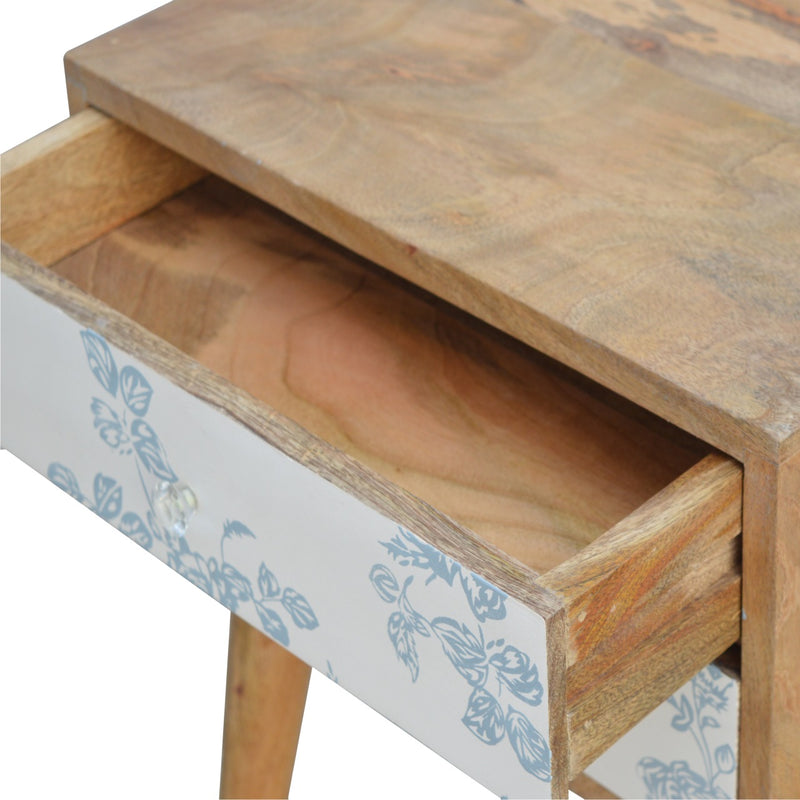 Floral Screen Printed Bedside Table - Pick Your Favourite Colour