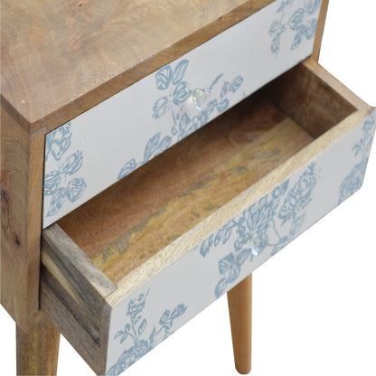 Floral Screen Printed Bedside Table - Pick Your Favourite Colour