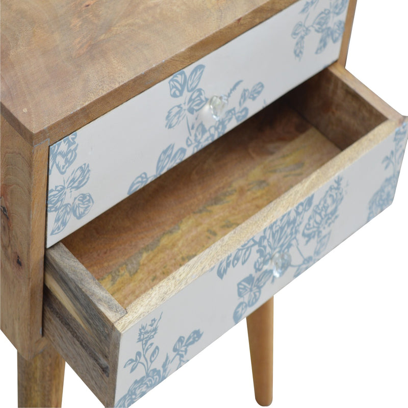 Floral Screen Printed Bedside Table - Pick Your Favourite Colour