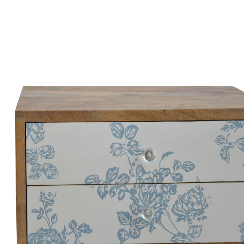 Floral Screen Printed Bedside Table - Pick Your Favourite Colour