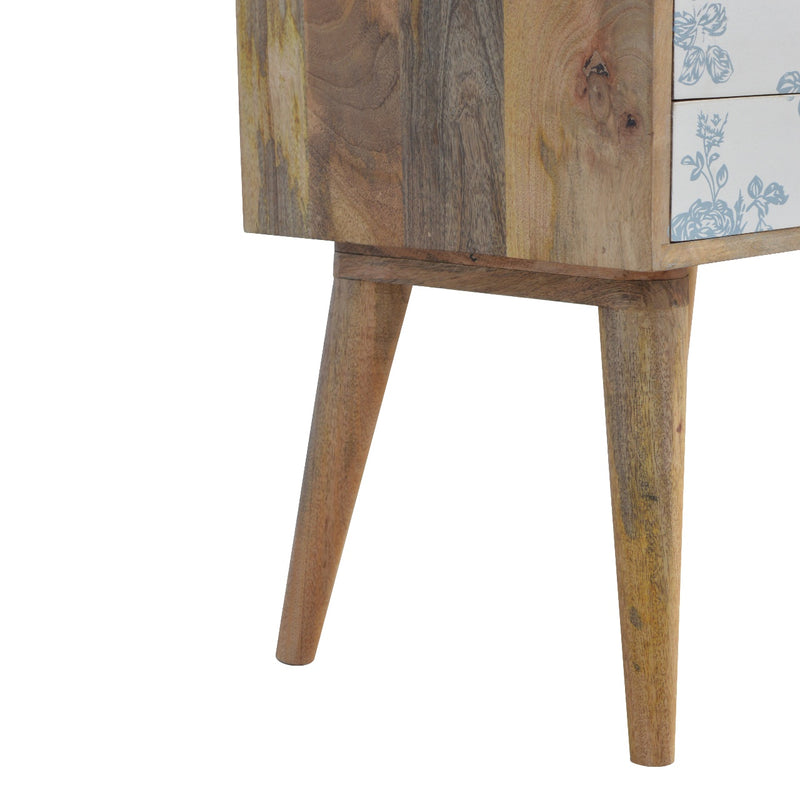 Floral Screen Printed Bedside Table - Pick Your Favourite Colour