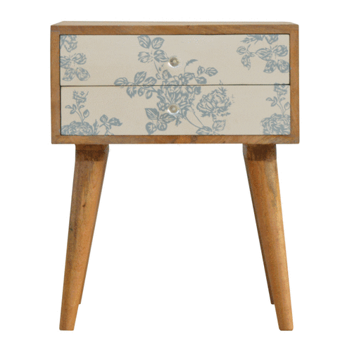 Floral Screen Printed Bedside Table - Pick Your Favourite Colour