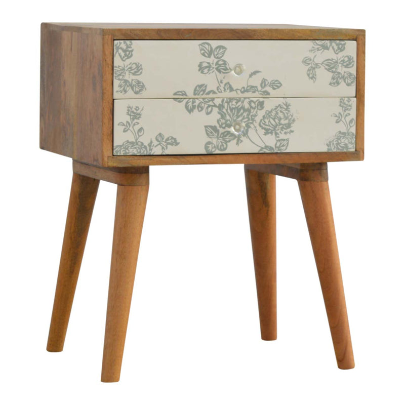 Floral Screen Printed Bedside Table - Pick Your Favourite Colour