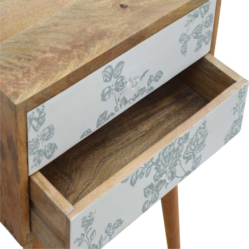Floral Screen Printed Bedside Table - Pick Your Favourite Colour