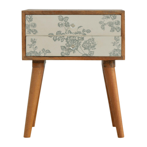 Floral Screen Printed Bedside Table - Pick Your Favourite Colour