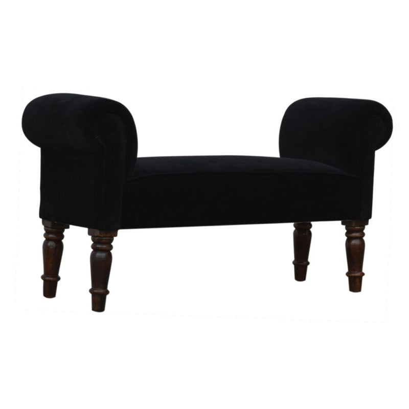 You and Me Velvet Embrace Bench – Jet Black