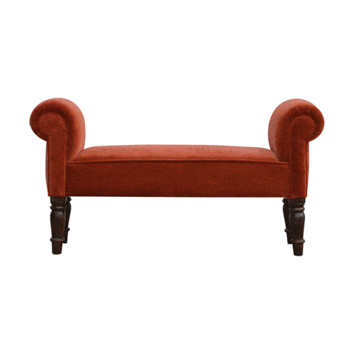 You and Me Velvet Embrace Bench – Autumnal Red