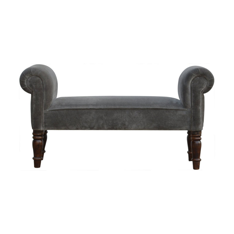 You and Me Velvet Embrace Bench – Silver Grey