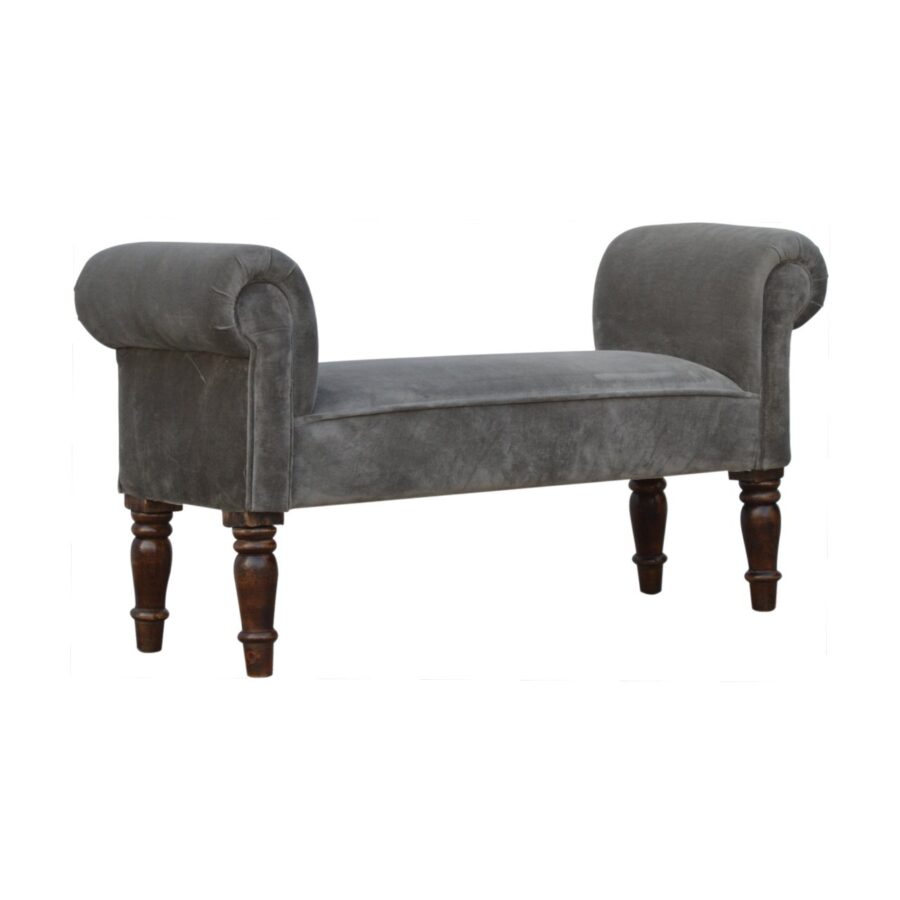 You and Me Velvet Embrace Bench – Silver Grey